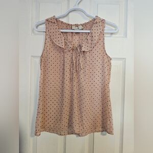 LOFT Pink Sleeveless Blouse with Ruffled Tie Front